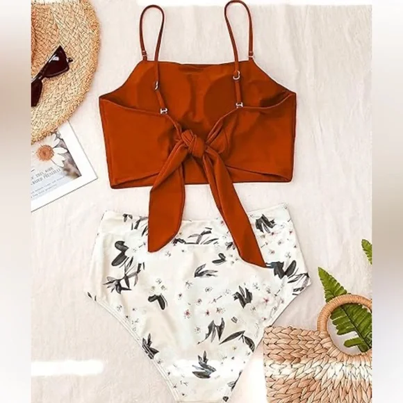 Women Cross Wrap Halter Bikini Set High Waisted Push Up Two Piece Swimsuits L - Picture 2 of 4